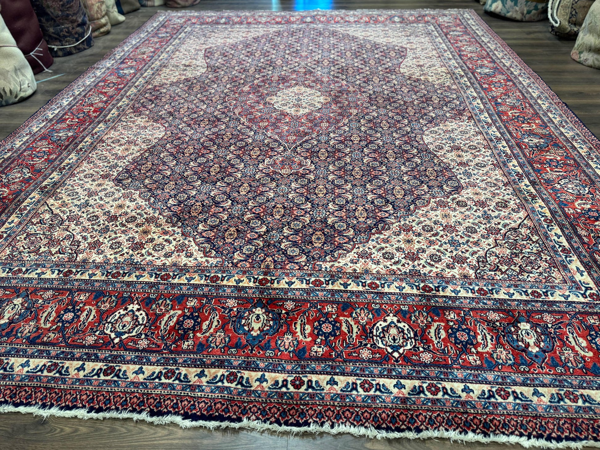 Persian Tabriz Rug 11x14 Navy Blue Herati Wool Carpet - Nuvé
