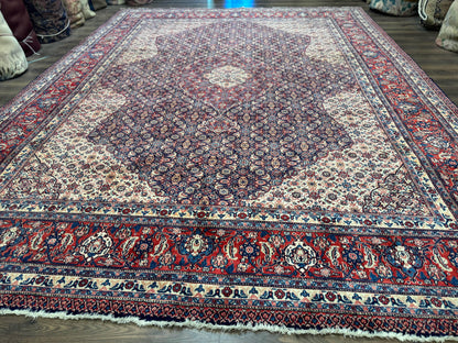 Persian Tabriz Rug 11x14 Navy Blue Herati Wool Carpet - Nuvé