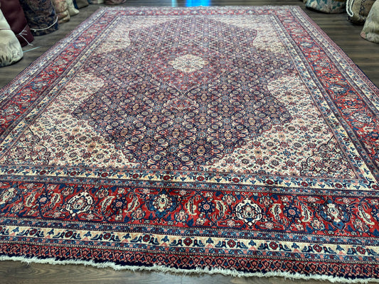 Persian Tabriz Rug 11x14 Navy Blue Herati Wool Carpet - Nuvé