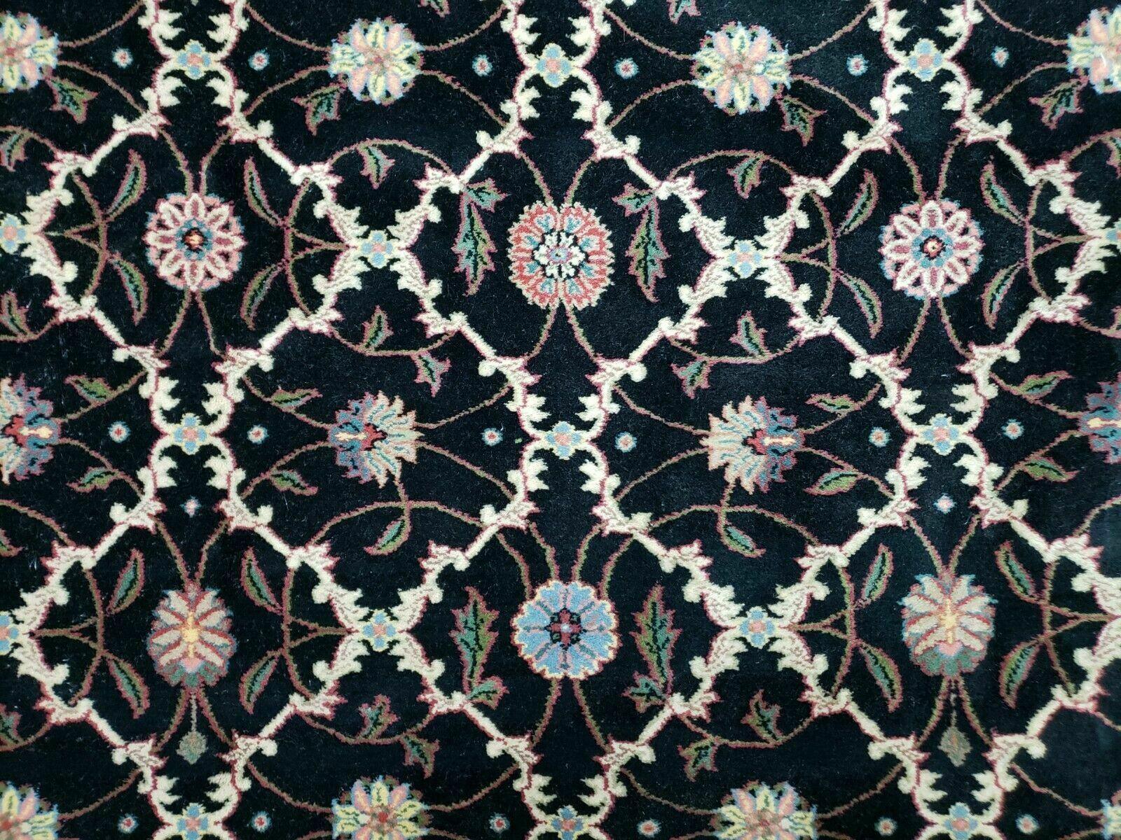 6' X 9' Handmade India Floral Oriental Wool Rug Carpet Hand Knotted Nice Black - Nuvé