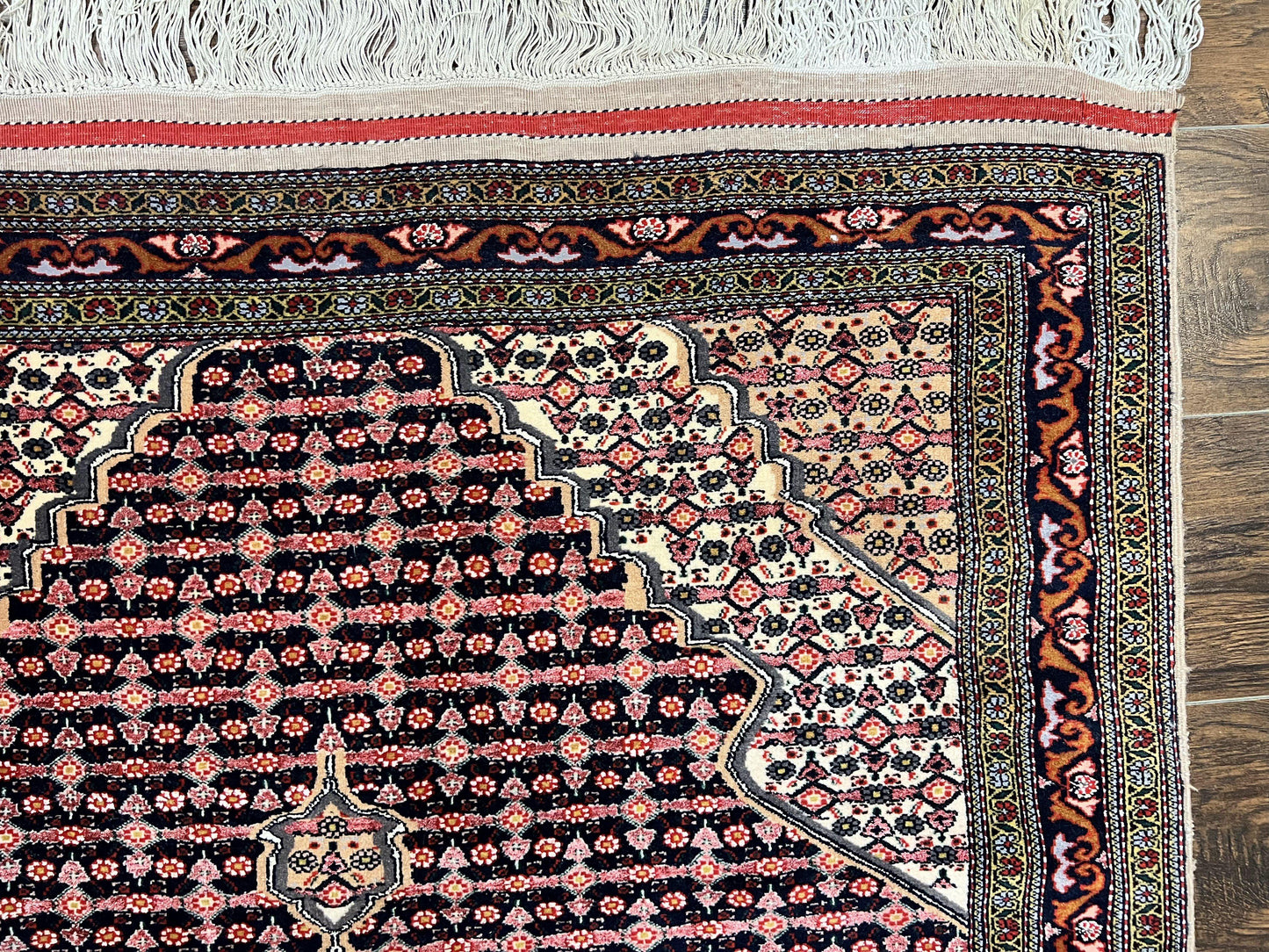 Afghan Rug 4x5, Wool with Silk Highlights, Very Fine Hand Knotted Vintage Oriental Carpet, Herati Pattern, Persian Rug, Bidjar Rug, 400 KPSI - Nuvé