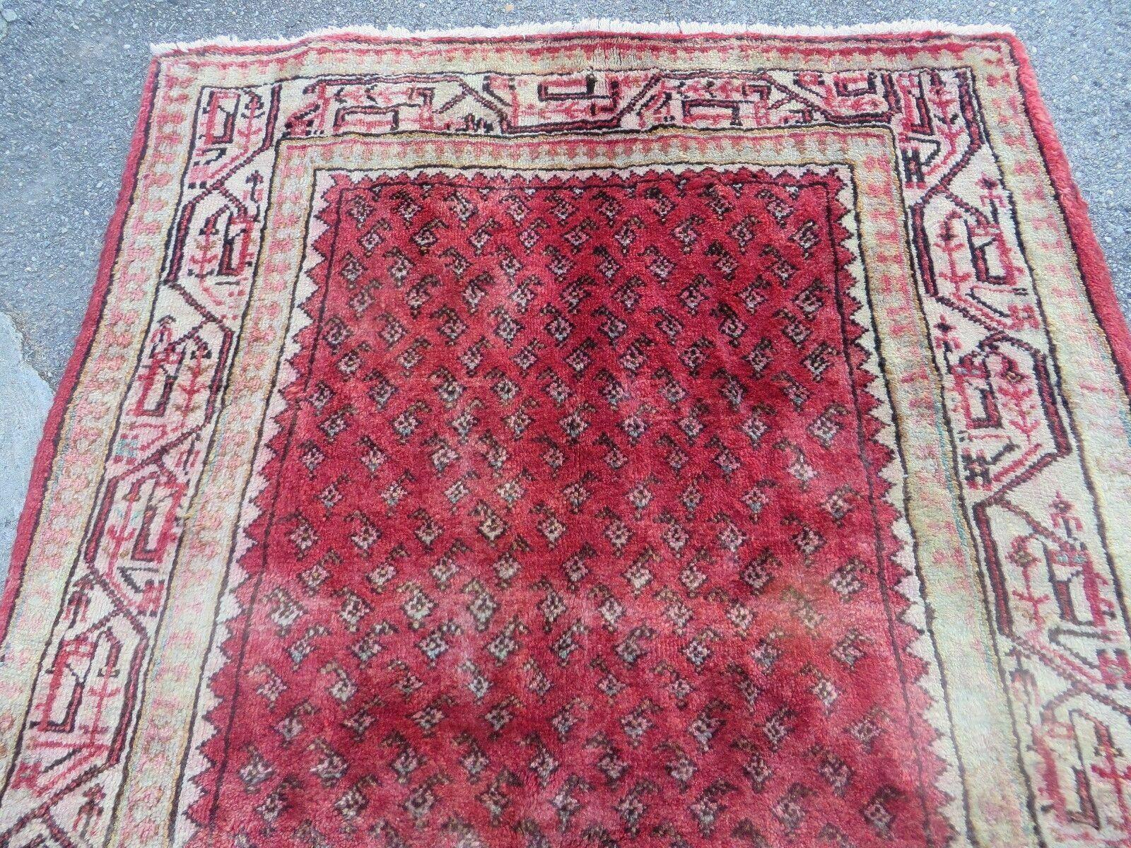 3'7"X 10' Antique Handmade India Oriental Paisley Wool Runner Rug Vegy # 31 - Nuvé