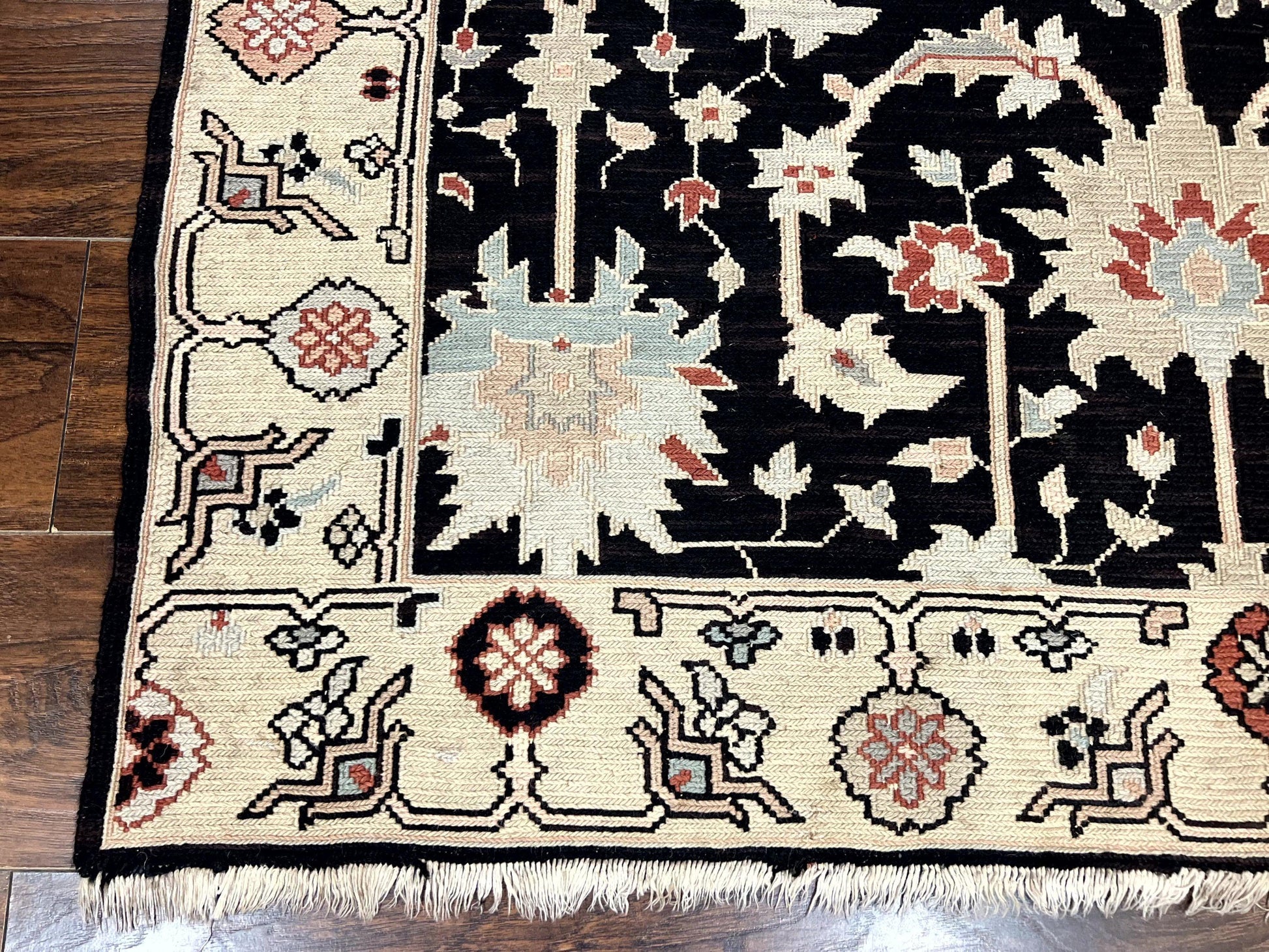 Turkish Flatweave Kilim Rug 3x5, Black, Handmade Vintage Wool Carpet - Nuvé
