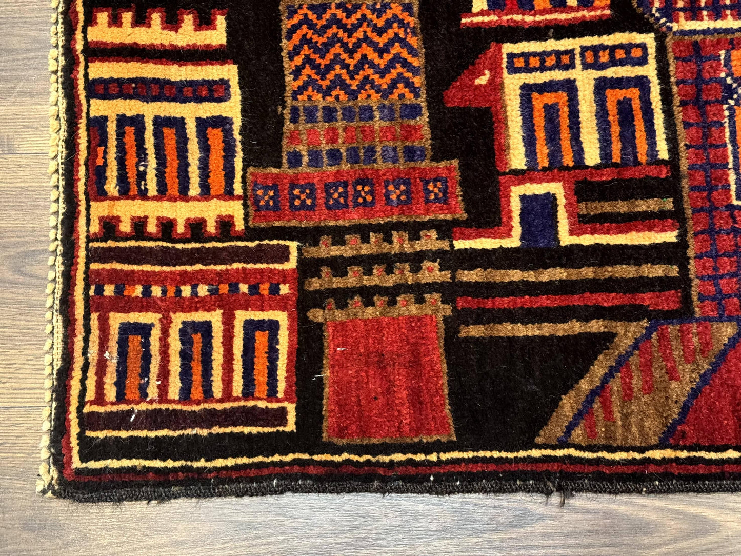 Balouch Rug 3x5, City Pictorial, Afghan Rug - Nuvé