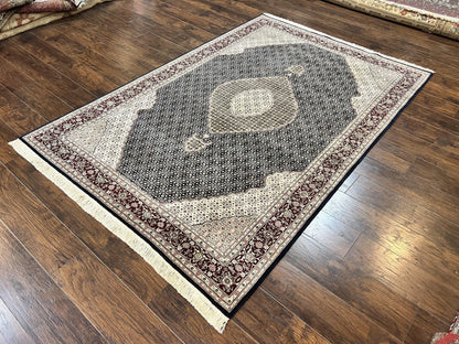 Sino Persian Rug 6x9, Herati Pattern, Vintage Handmade Hand Knotted Wool Oriental Carpet, Fine 6 x 9 Rug, Traditional Rug, Dark Blue Rug - Nuvé