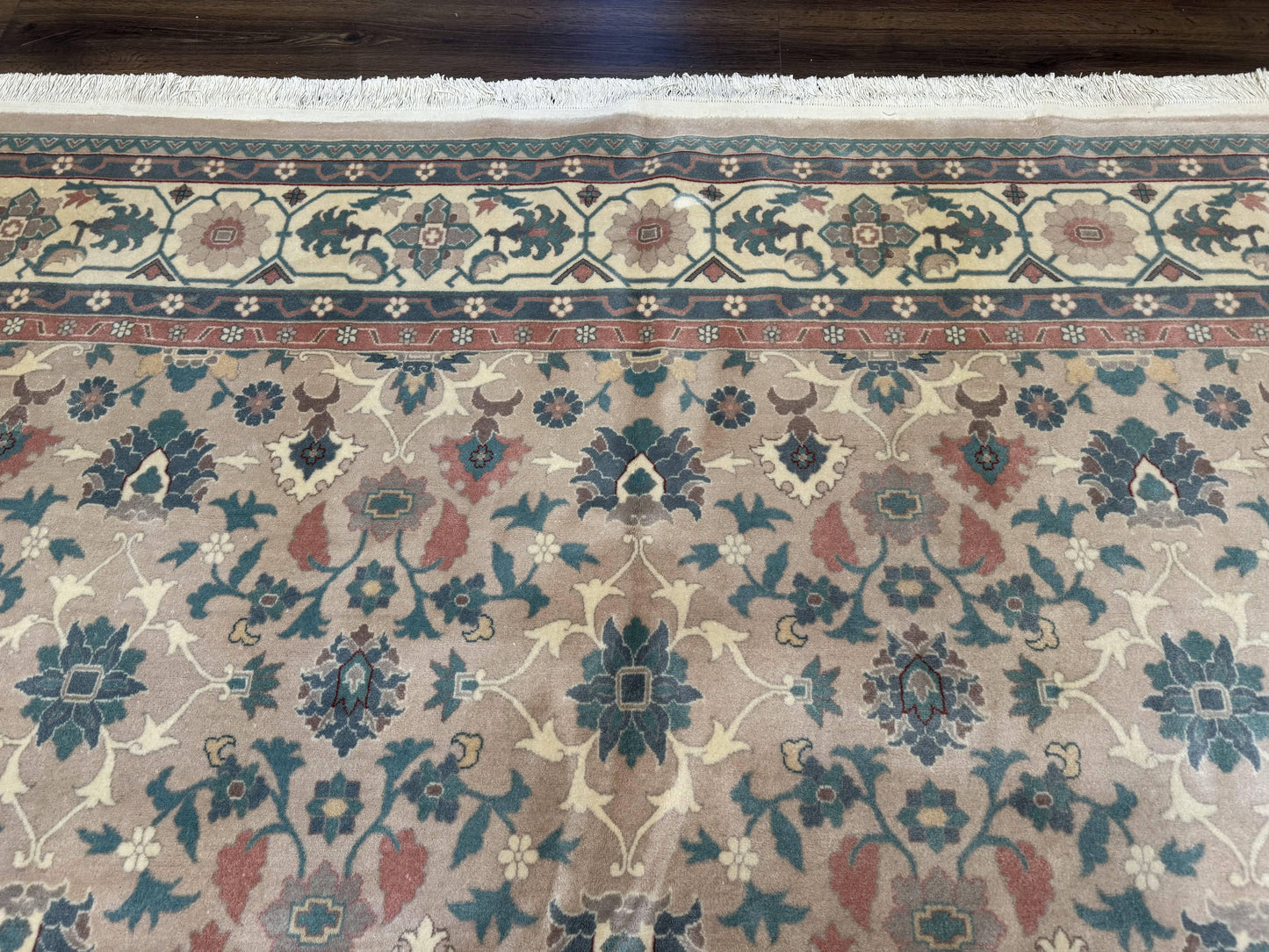 Palace Size Wool Rug 10x18, Sino Persian Kerman Rug, Oversized Hand Knotted Carpet, Light Taupe, Allover Pattern - Nuvé
