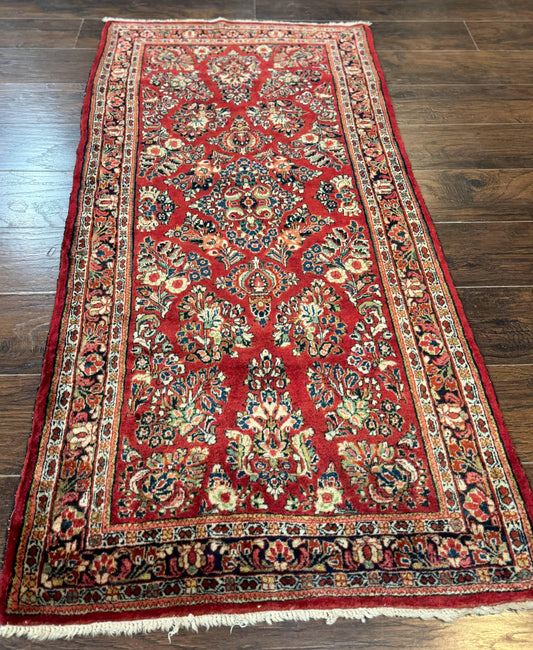 Red Persian Sarouk Rug 3 x 5.8, Antique Wool Carpet, 210 KPSI - Nuvé