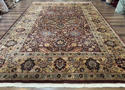 Indo Persian Rug 8x11, Eggplant & Tan, Allover Pattern, Wool Couristan Handmade Rug - Nuvé