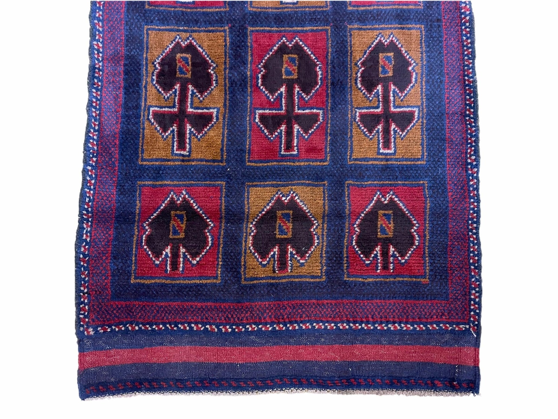 2' 9" X 4' 5" Vintage Handmade Tribal Wool Rug Balouchi Afghan Rug Blue Red 3x5 - Nuvé