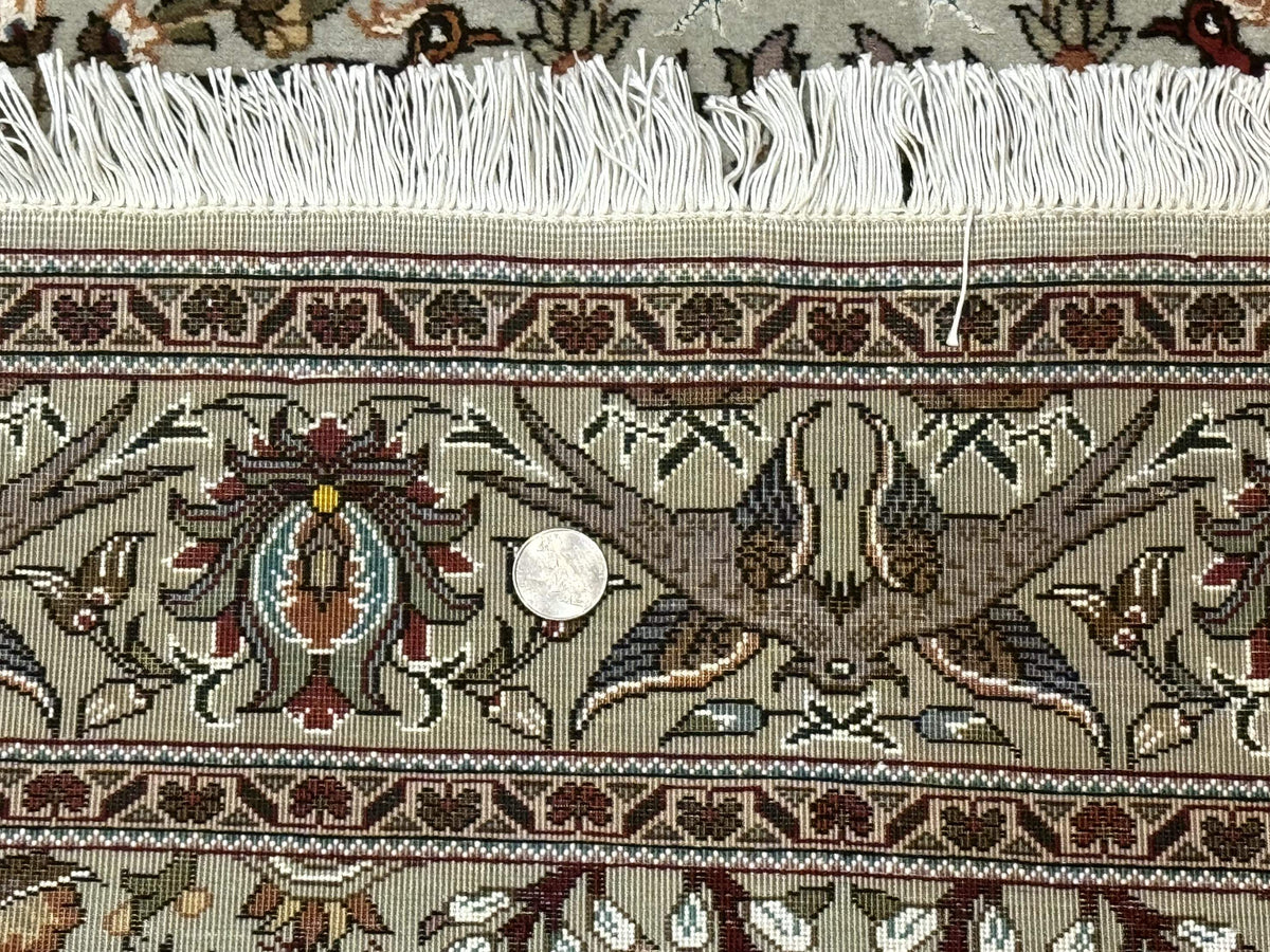 Wonderful Persian Tabriz Rug 3x5, Tree of Life, Animal Pictorials, Birds, Wool & Silk Highlights, Fine 330 KPSI
