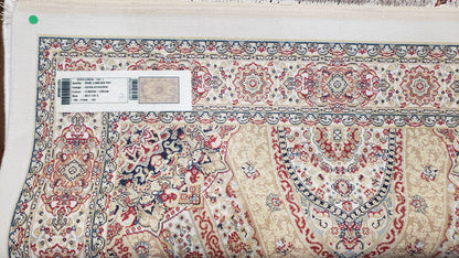 Persian Design Silk Accent Rug, Dome Medallion, Allover Pattern Oriental Carpet, Small Silk Rug, Cream, Ivory, Bamboo Silk, 2' 8" x 4' 1" - Nuvé