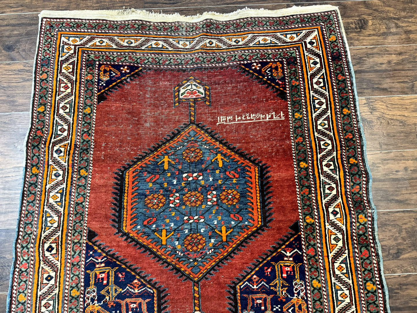 Antique Persian Sarab Runner Rug 3.9 x 12, Red, Handmade, Tribal Runner, Wool, Signed - Nuvé