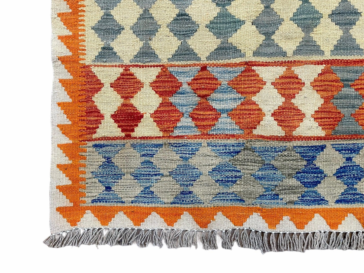 Small Chobi Kilim Rug 3x4 Colorful Diamond Kilim Small Turkish Multicolor Kilim with Diamond Pattern Wool Flatweave Nice - Nuvé