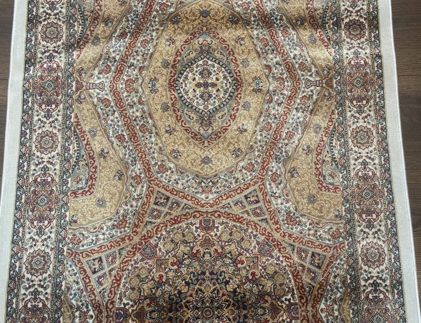 Turkish Silk Runner Rug 2.6 x 13, Dome Design, Hereke Runner, Bamboo Silk, New - Nuvé