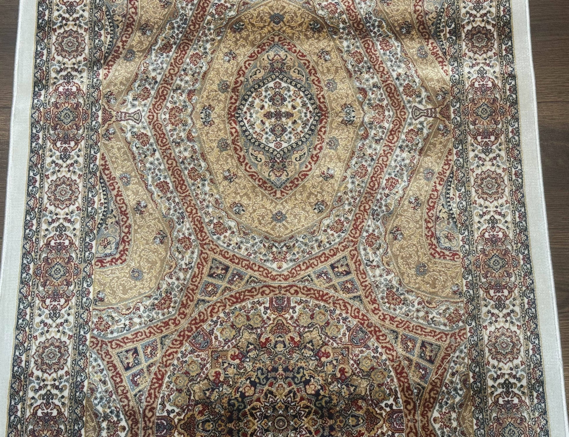 Turkish Silk Runner Rug 2.6 x 13, Dome Design, Hereke Runner, Bamboo Silk, New - Nuvé