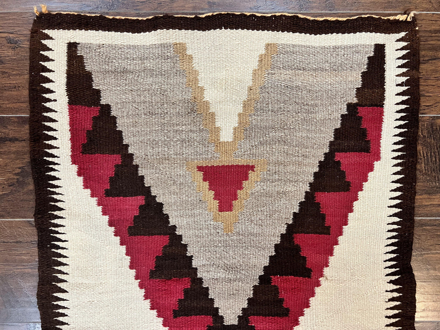 Antique Navajo Rug 2x4, Collectible Native American Wool Handmade Rug, Ivory Black Red Gray, Vintage Navajo Textile - Nuvé
