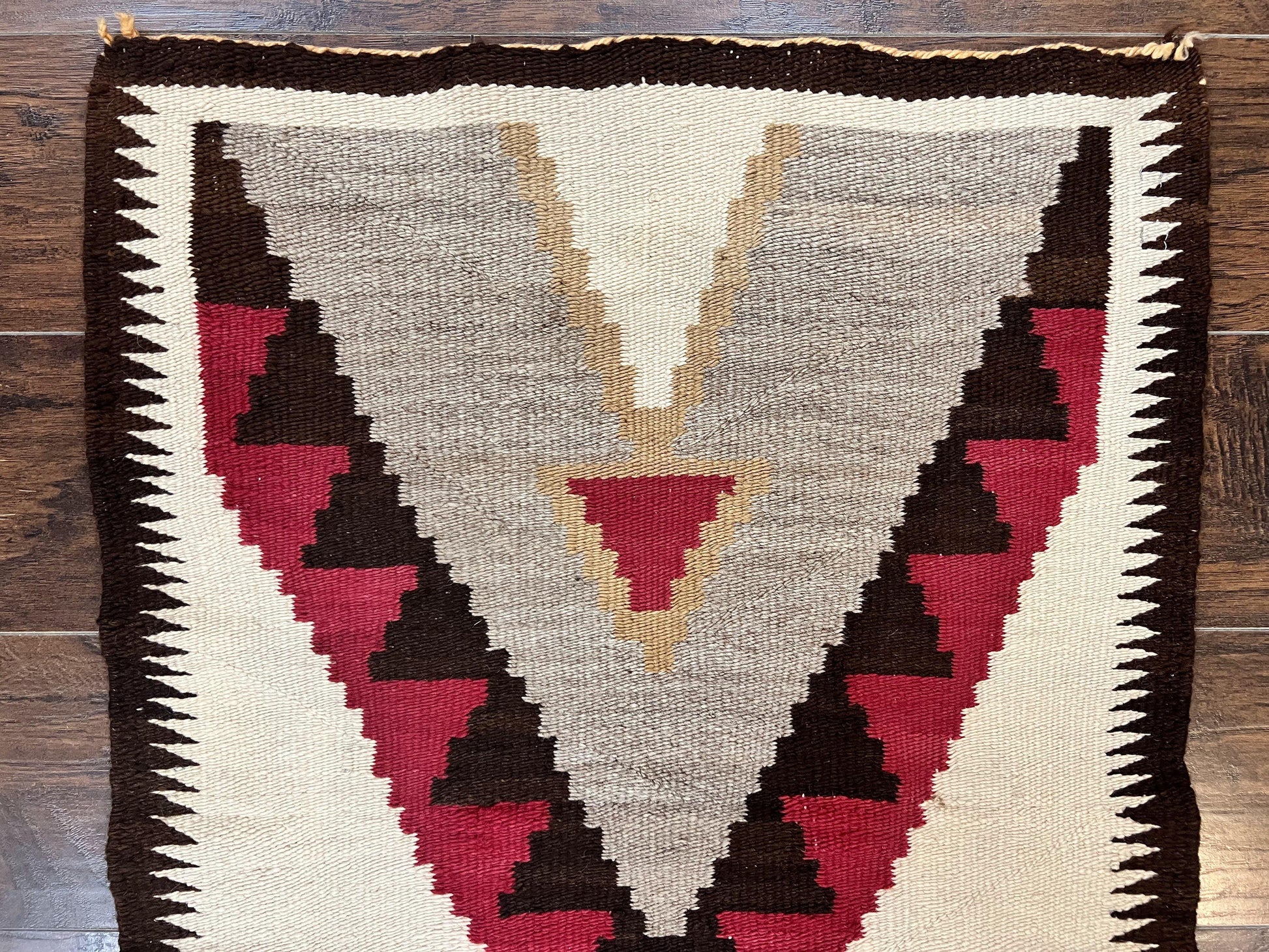Antique Navajo Rug 2x4, Collectible Native American Wool Handmade Rug, Ivory Black Red Gray, Vintage Navajo Textile - Nuvé