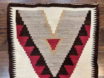 Antique Navajo Rug 2x4, Collectible Native American Wool Handmade Rug, Ivory Black Red Gray, Vintage Navajo Textile - Nuvé