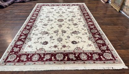 Ivory and Burgundy Pak Persian Rug 6x9 - Nuvé