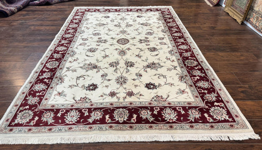 Ivory and Burgundy Pak Persian Rug 6x9 - Nuvé