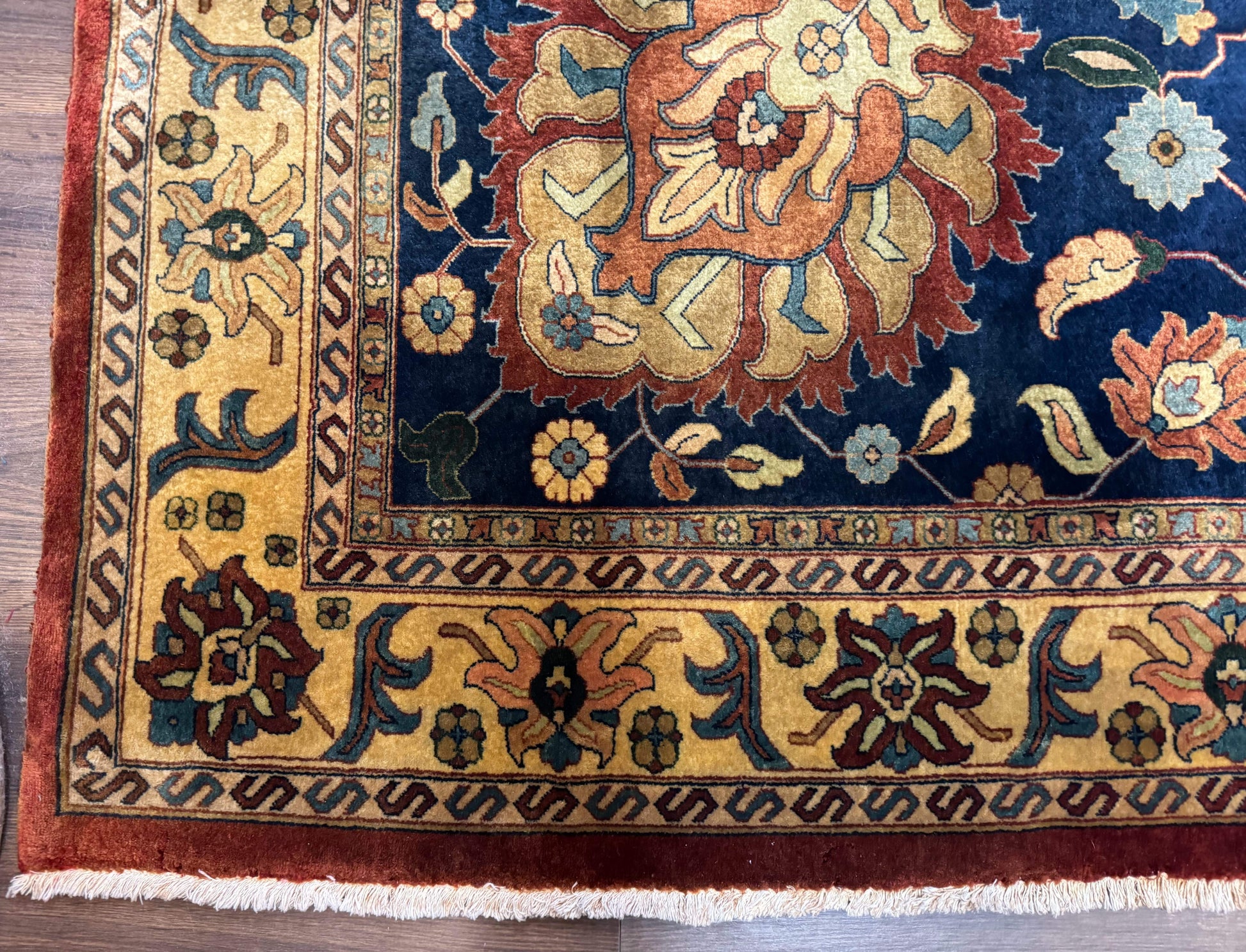 Palace Size Indo Persian Rug 12x15, Sultanabad Mahal Carpet, Red Navy Blue, Fine 210 KPSI - Nuvé