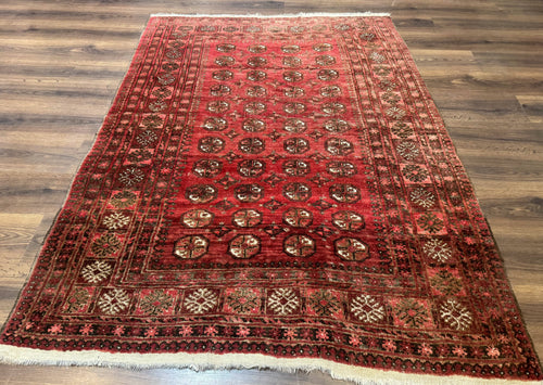 Antique Persian Turkoman Rug 5x6, Red - Nuvé