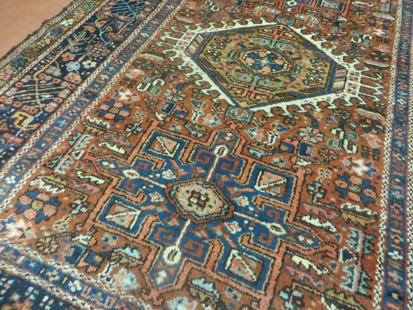 Persian Karajeh Rug 5x6, Antique Geometric Medallion Carpet - Nuvé