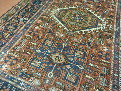 Persian Karajeh Rug 5x6, Antique Geometric Medallion Carpet - Nuvé