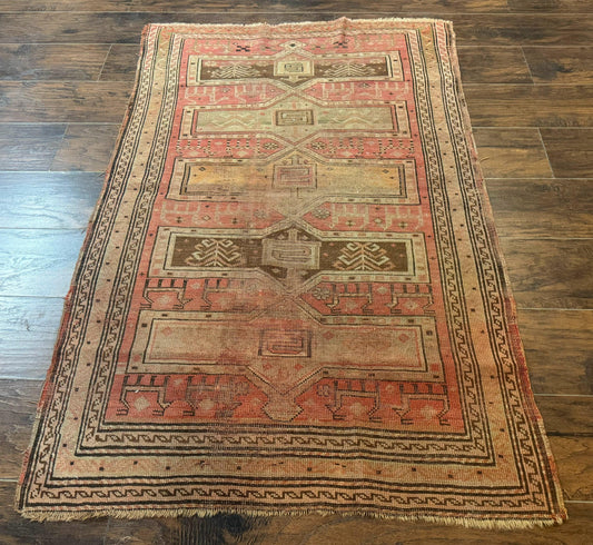 Antique Turkish Melas Rug 3x5, Geometric Carpet, 1920s Wool Rug, Bohemian Rug, Low Pile Rug, Tribal Rug - Nuvé