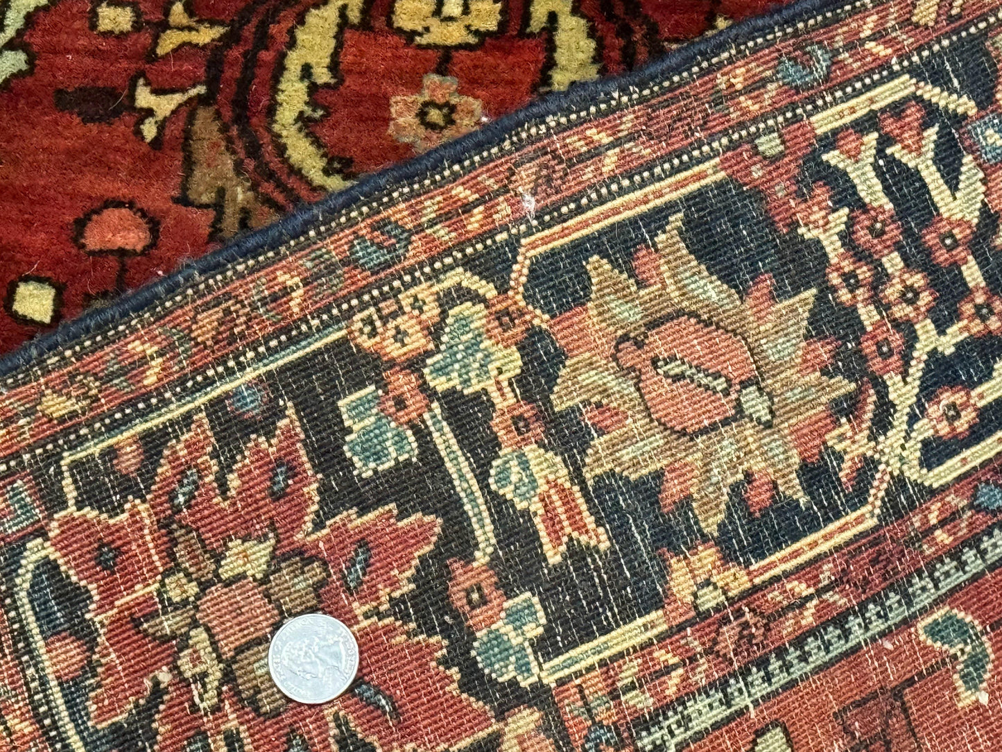 Antique Persian Farahan Sarouk Rug 3.6 x 5, Red, Floral, Traditional Rug, Fine 210 KPSI - Nuvé