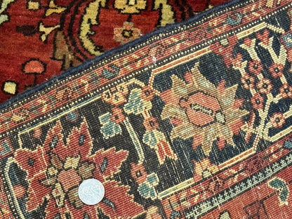 Antique Persian Farahan Sarouk Rug 3.6 x 5, Red, Floral, Traditional Rug, Fine 210 KPSI - Nuvé