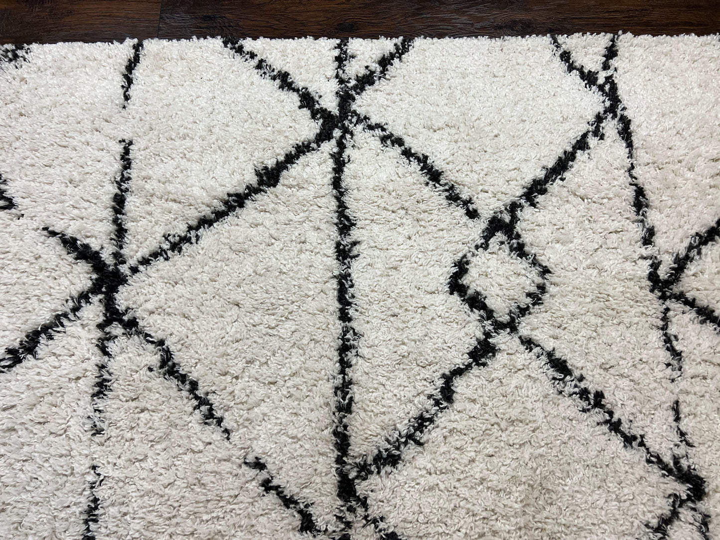 Modern Shag Rug 5x7, Ivory and Black Area Rug 5 x 7 ft - Nuvé