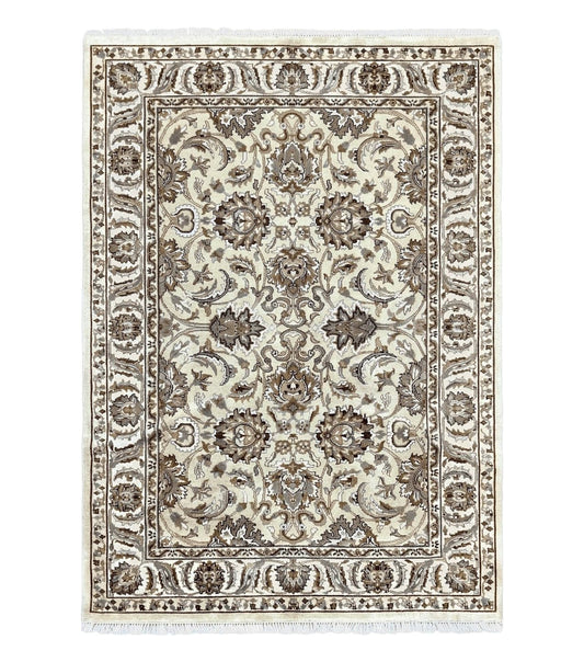 Indo Mahal Rug 6x9, Indian Carpet 6 x 9 ft, Light Green and Ivory, Floral Allover, Wool Oriental Carpet, Traditional Rug, Handmade