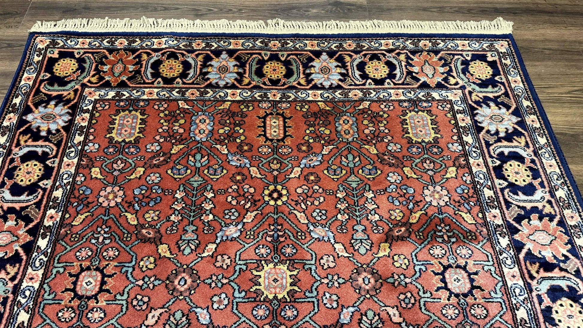 5.9 x 9 Karastan Serapi Rug #729, Wool Karastan Carpet, Original 700 Series, Red and Dark Blue, Discontinued, 6x9 Vintage Karastan, Rare - Nuvé