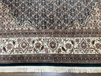 Sino Persian Rug 9x12, Dark Green and Ivory, Medallion, Mahi Herati, Elegant Oriental Carpet, Wool Hand Knotted Traditional Room Sized Rug - Nuvé