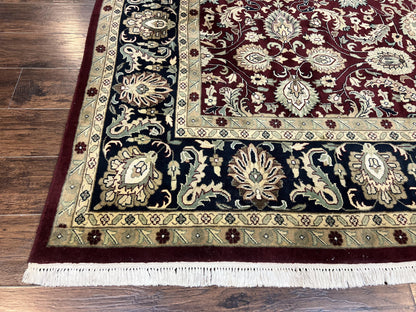 Indo Persian Rug 10x14, Floral Allover, Maroon, Handmade Hand Knotted VIntage Wool Rug, Large Oriental Carpet - Nuvé