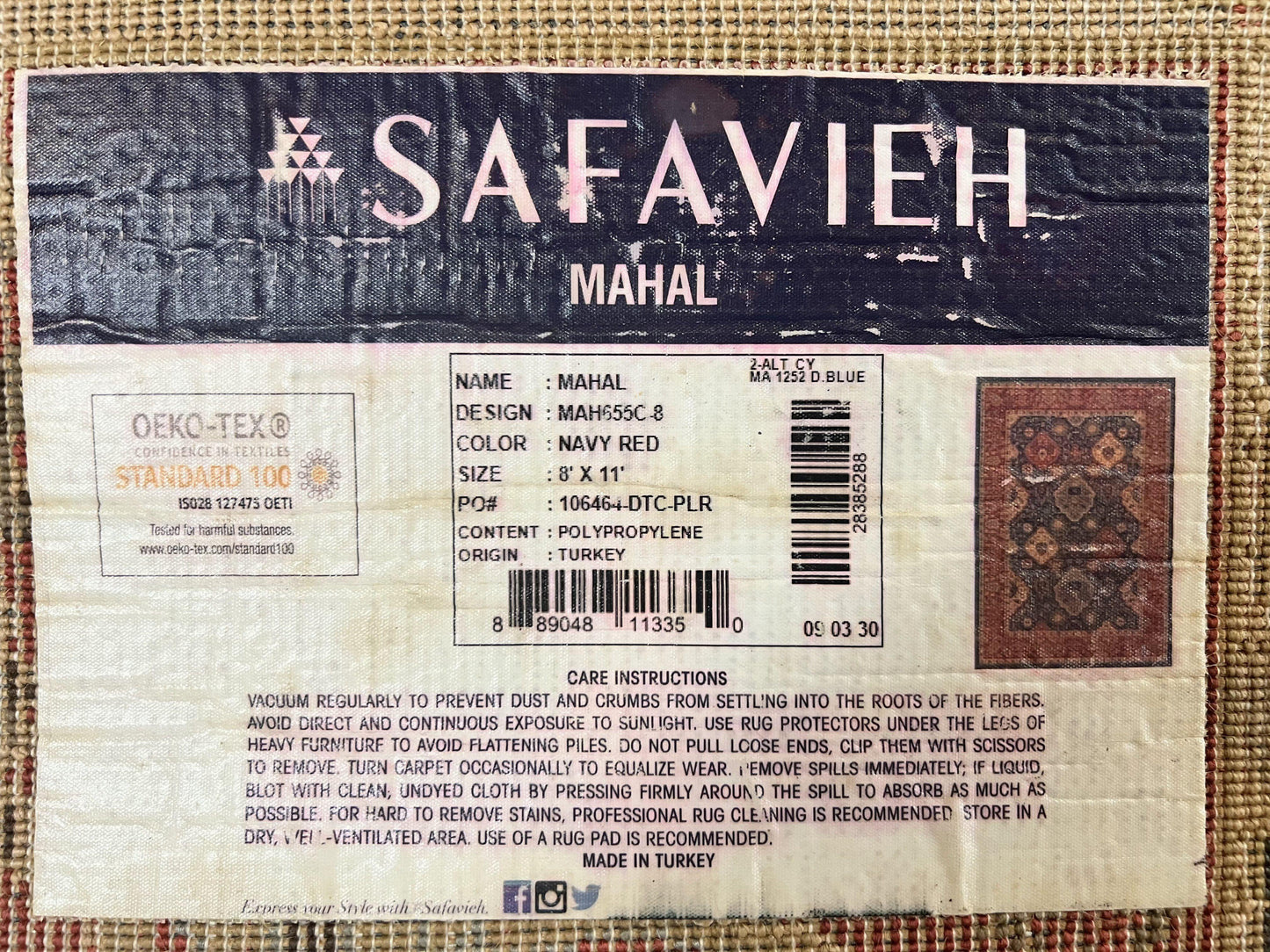 Safavieh Rug 8x11, Mahal Persian Carpet, Navy Red - Nuvé