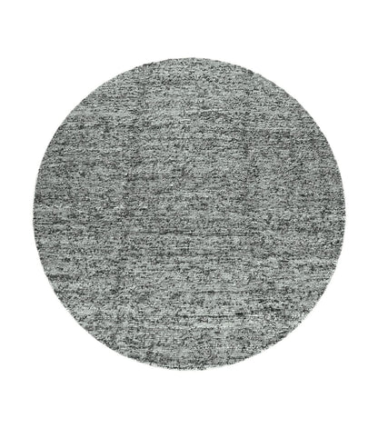 Large Round Indian Rug 11x11, Teal, Vintage Handmade Wool Carpet