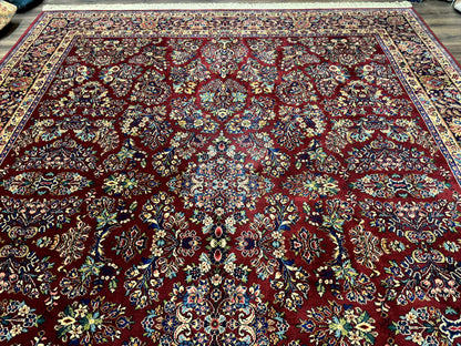 10x14 Karastan Rug Red Sarouk #785, Wool Original 700 Series - Nuvé