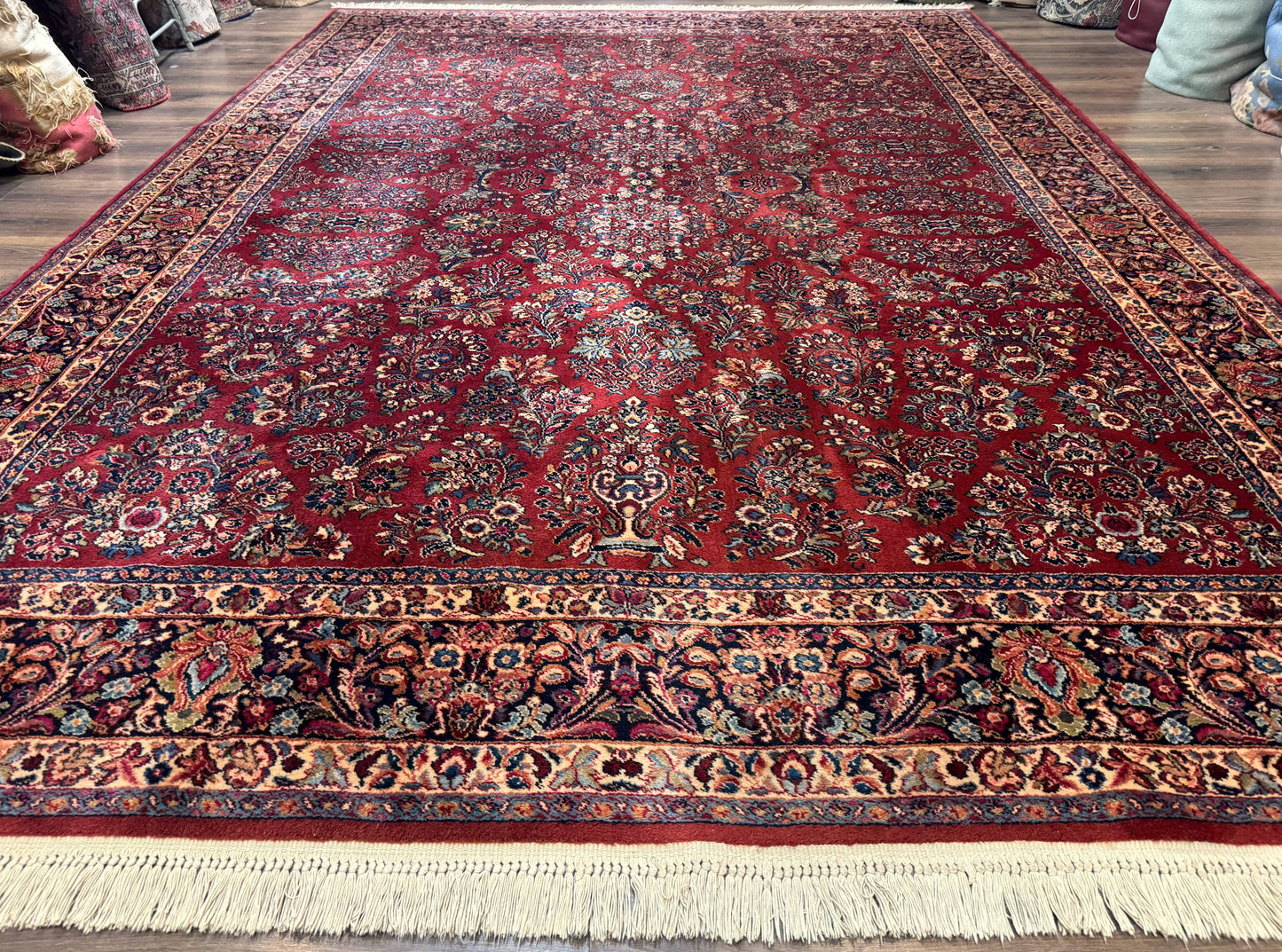 Karastan Rug 10x14, Red Sarouk #785, Wool Original 700 Series - Nuvé