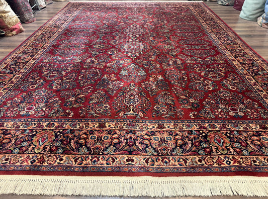 Karastan Rug 10x14, Red Sarouk #785, Wool Original 700 Series - Nuvé