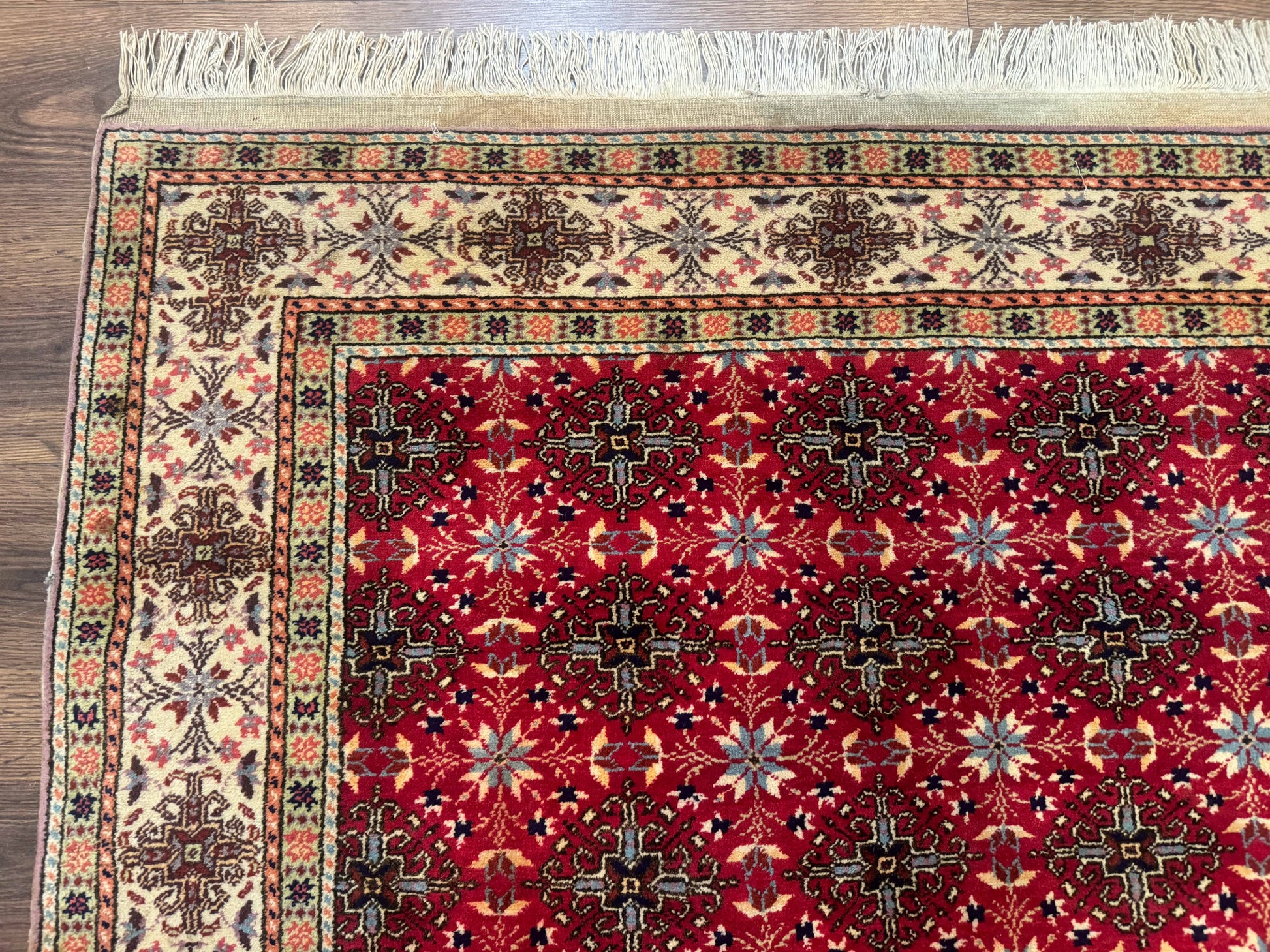 Turkish Sivas Rug 4x6, Red and Cream, Allover Design, Handmade Vintage - Nuvé
