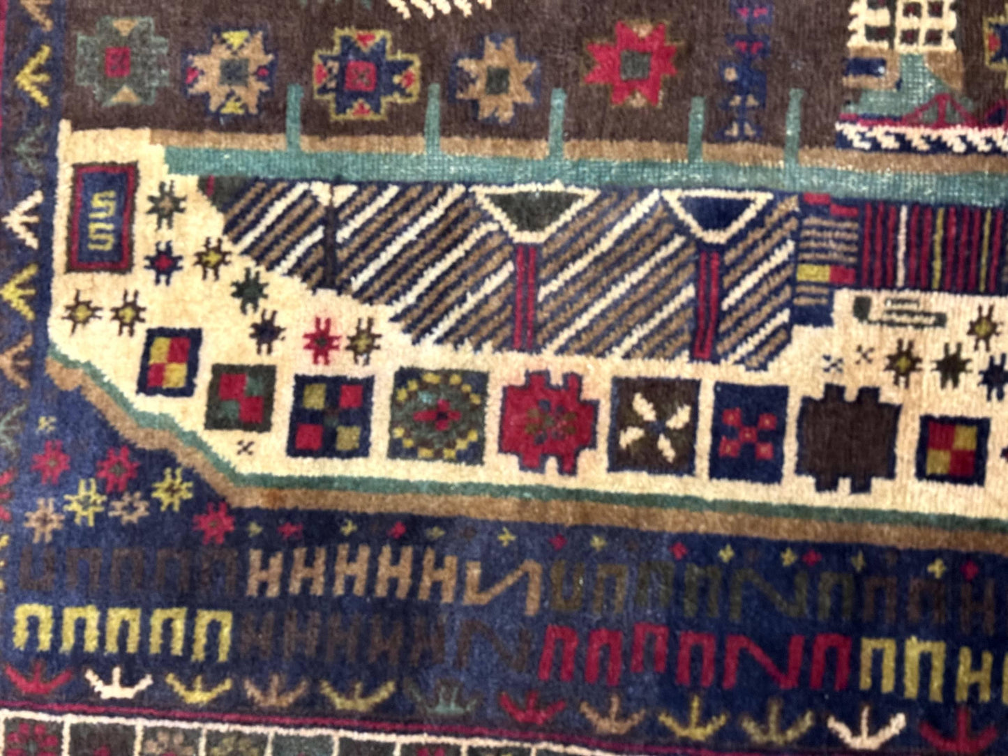 Balouch Rug 3x5, Afghan Carpet, City Pictorial - Nuvé
