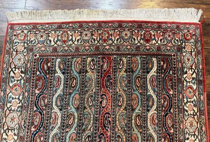Persian Qum Rug 4x7, Striped Paisley Boteh Design - Nuvé