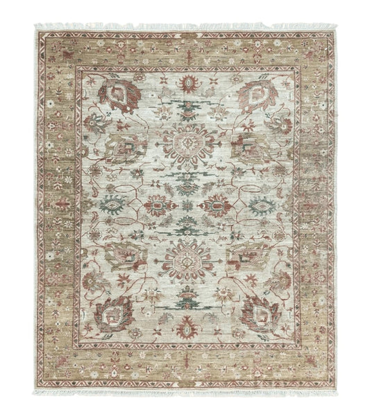 Turkish Oushak Rug 8x10, Hand Knotted Wool Turkish Oushak Carpet 8 x 10 ft, Farmhouse Rug, Neutral Colors, Vintage Handmade Turkish Area Rug
