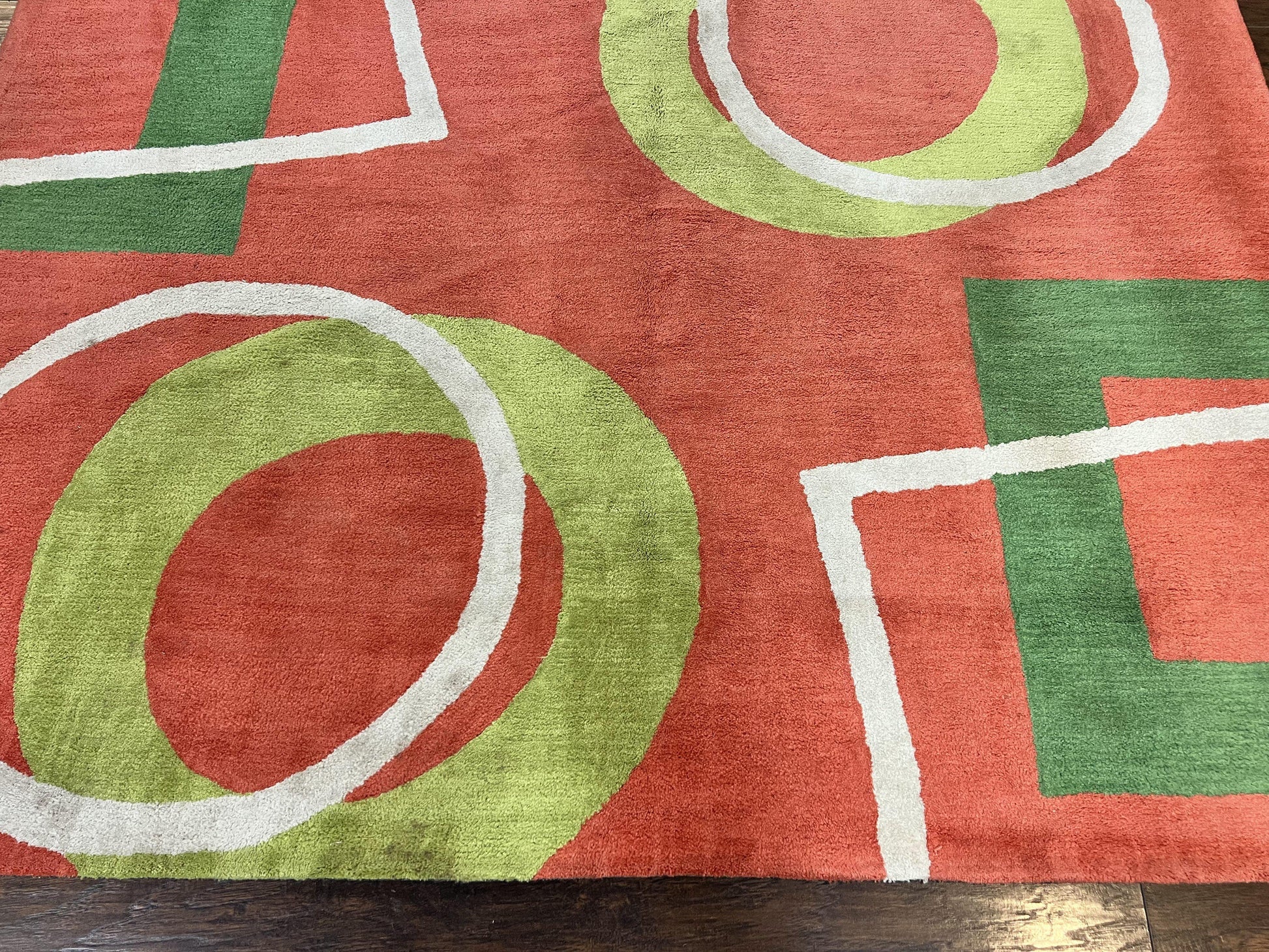 Abstract Rug 6x9, Modern Contemporary Rug, Red-Orange Green - Nuvé