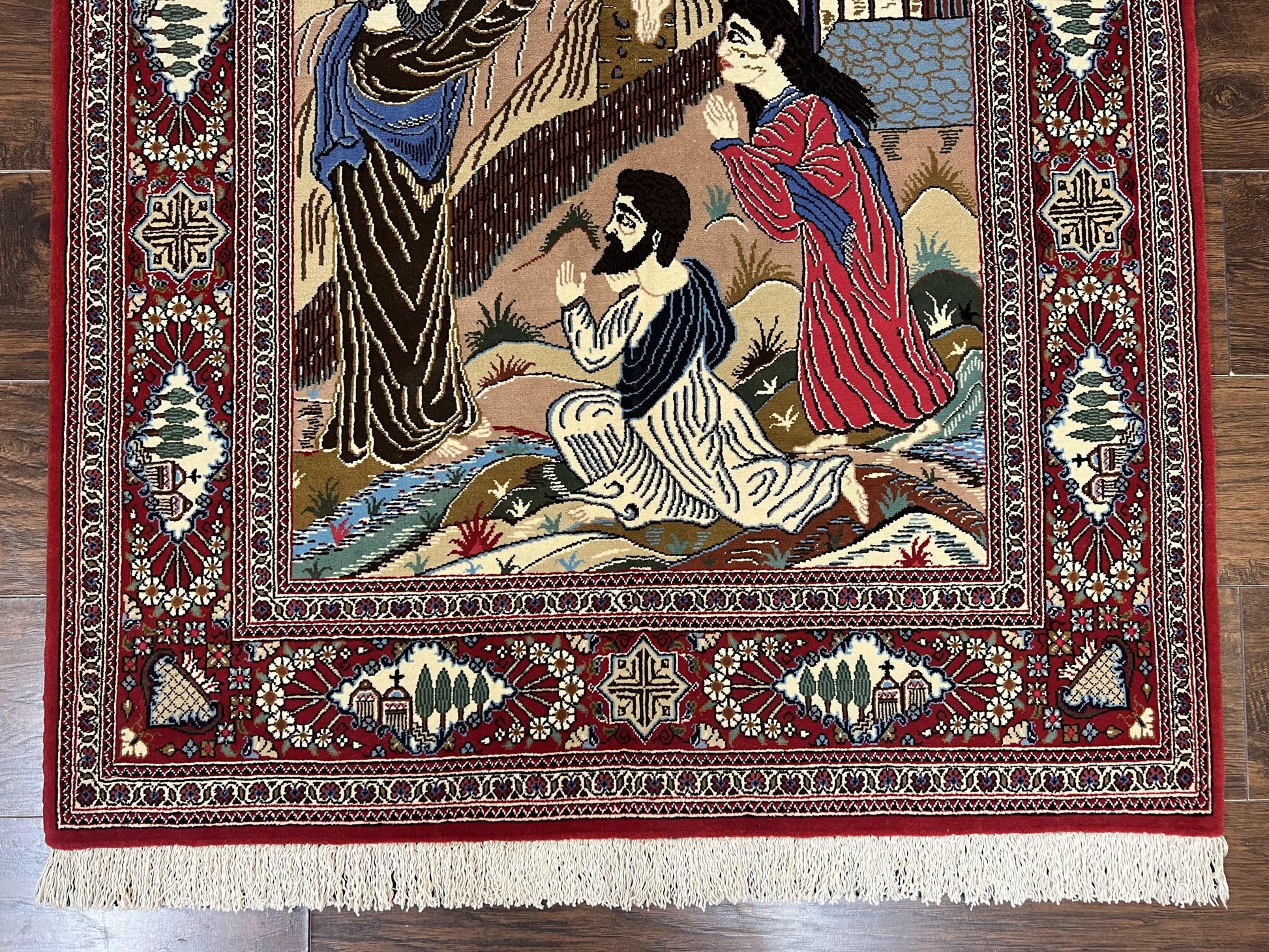 Persian Kashan Pictorial Rug 3x5 - Jesus on Cross - Nuvé