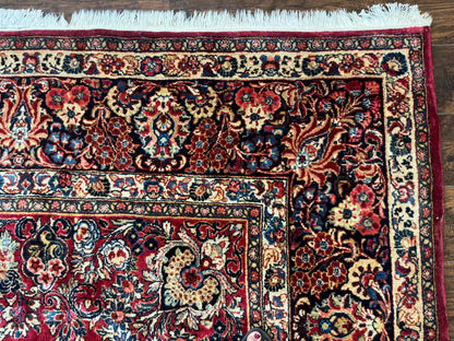 Persian Sarouk Rug 10x10, Square Persian Carpet, Red, Floral, Antique - Nuvé