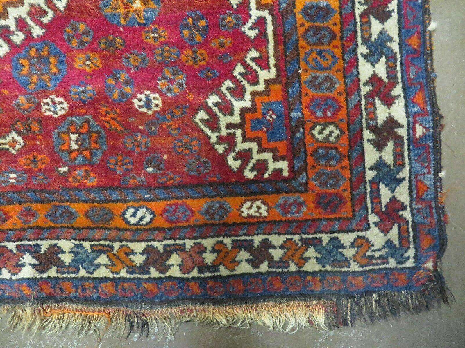 4' X 7' Antique Handmade Tribal Turkish Wool Rug Nice - Nuvé