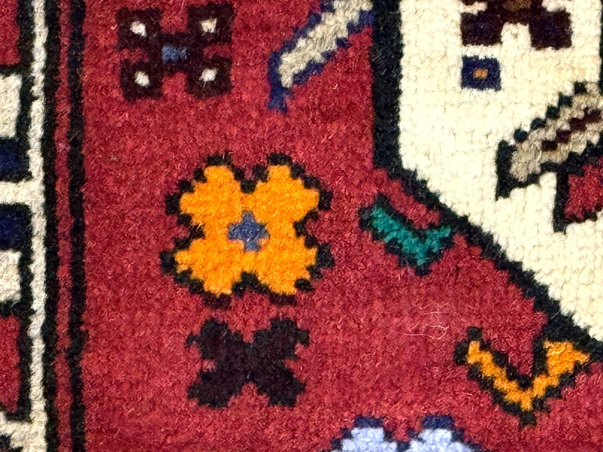 Small Persian Tribal Rug, Red and Ivory, Baluch Rug - Nuvé